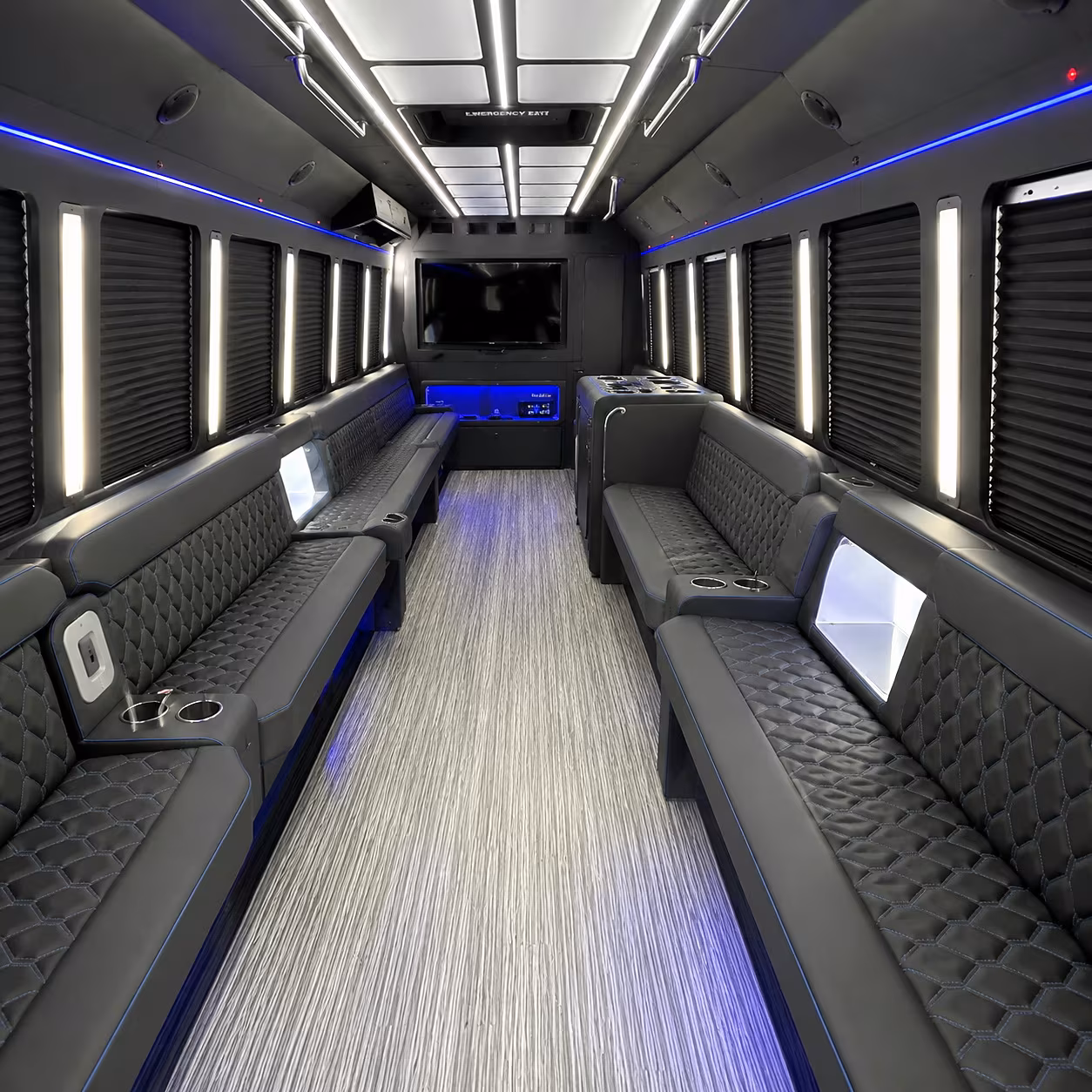 through a network of operators find party buses for bachelorette nights and baraat processions
